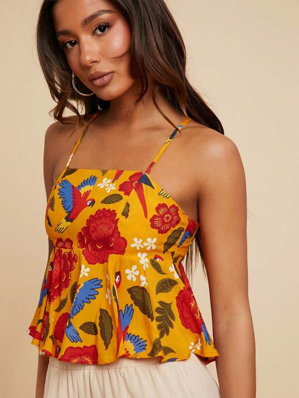 Top Floral Travachic com Babado – Estilo Boho para Férias Inesquecíveis!
