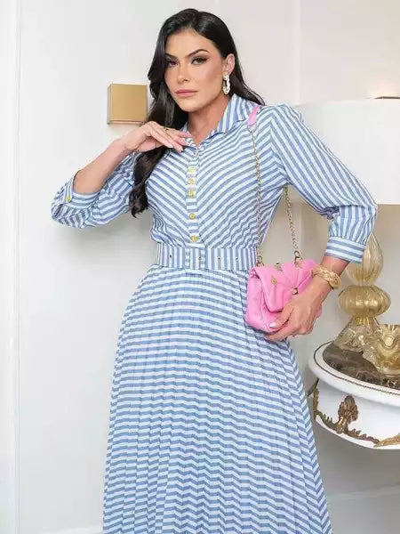 Vestido Longo Listrado