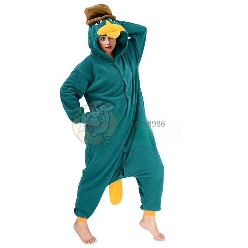Pijama Fantasia Kigurumi Perry, o Ornitorrinco – Adulto e Infantil