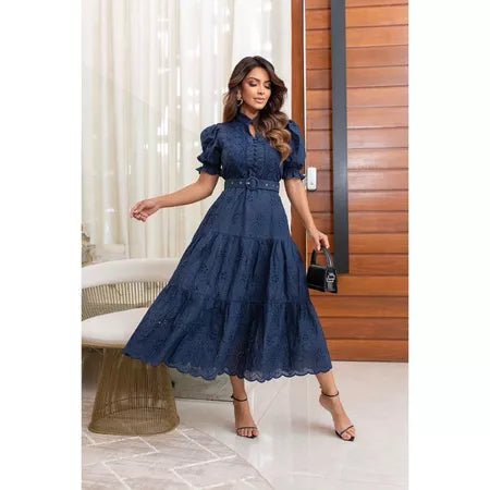 Vestido Midi Elegante em Lese