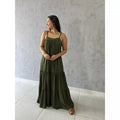 Vestido Longo em Viscolinho com Alça Regulável