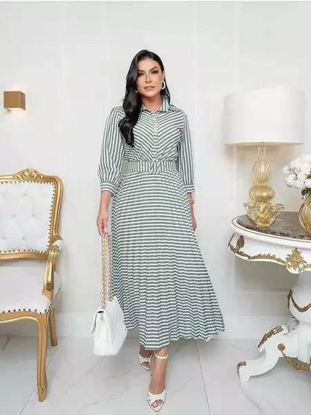 Vestido Longo Listrado
