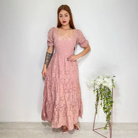 Vestido Longo Lese Bordado