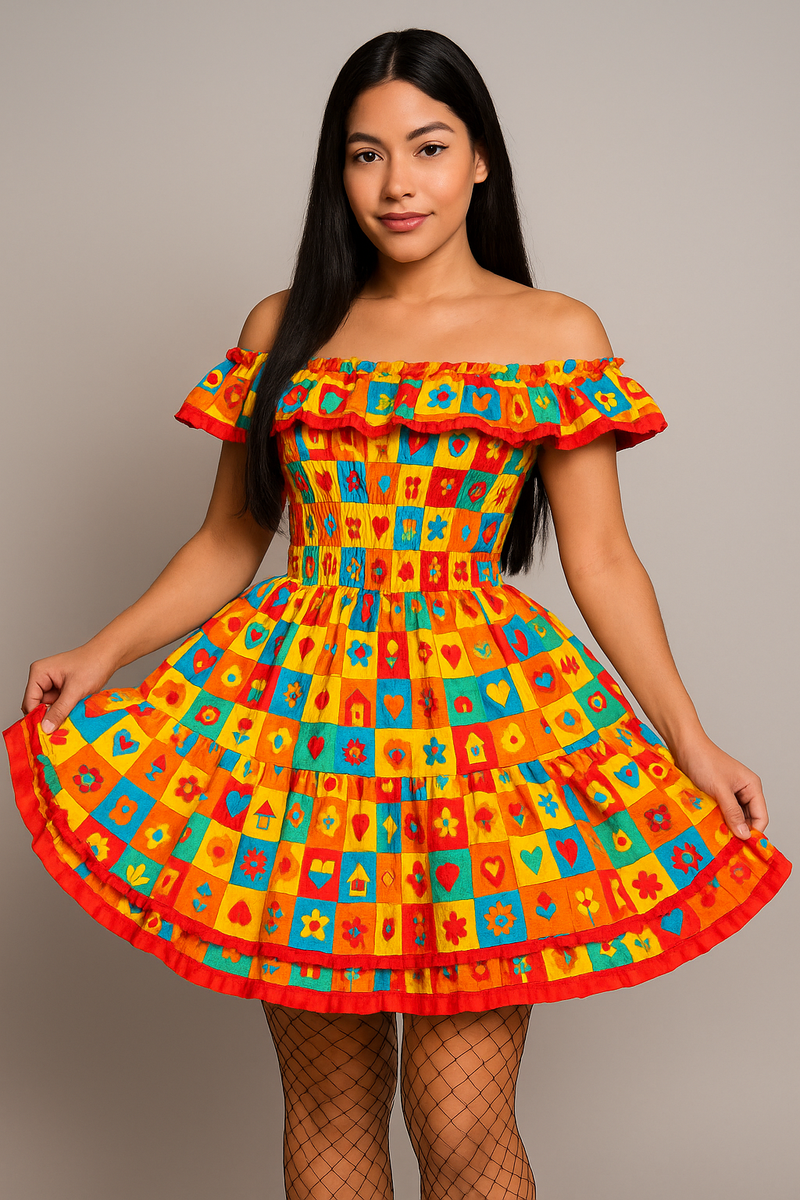 🎉 Vestido Caipira Festa Junina Colorido 🎉