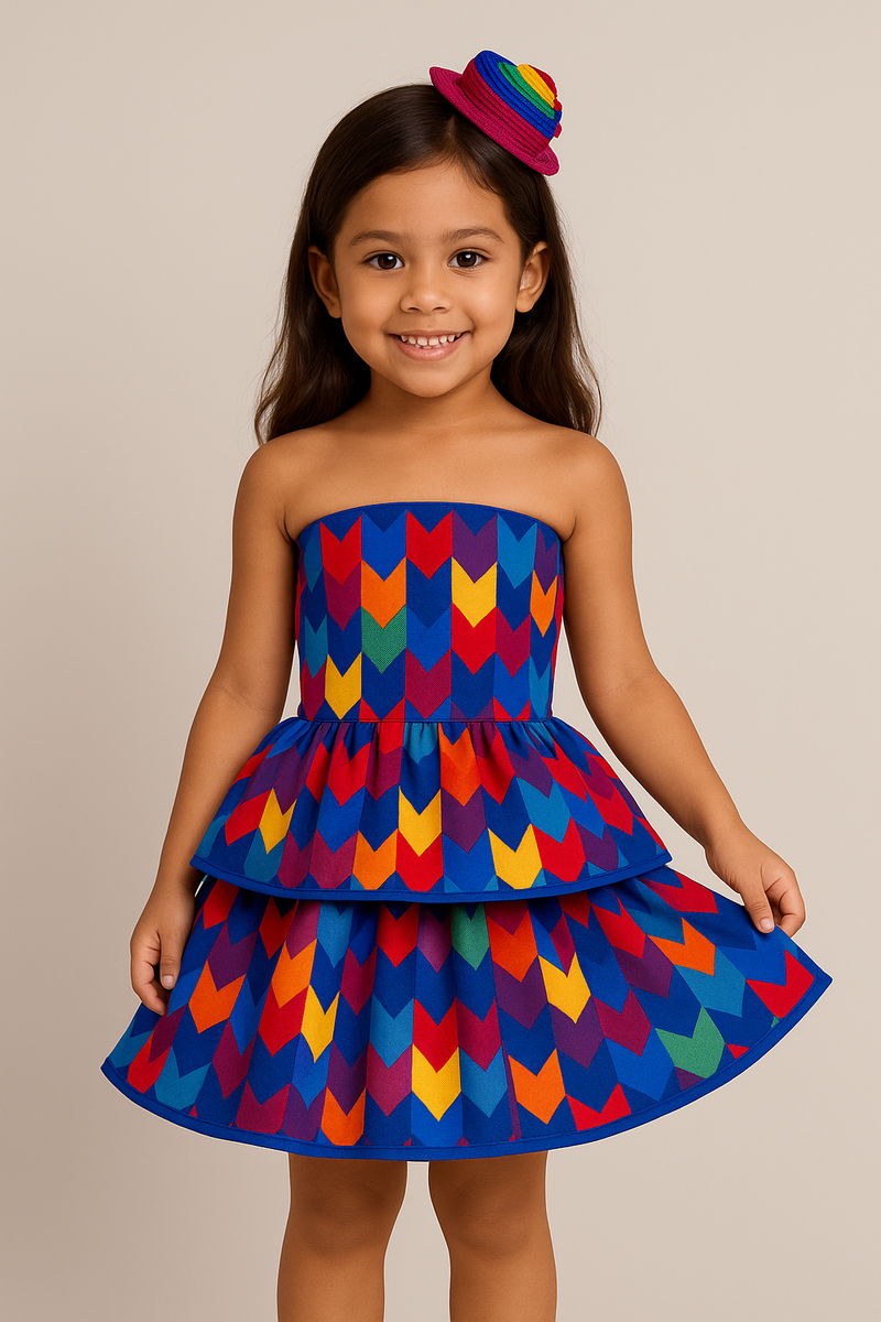 Vestido Infantil Festa Junina Multicolorido