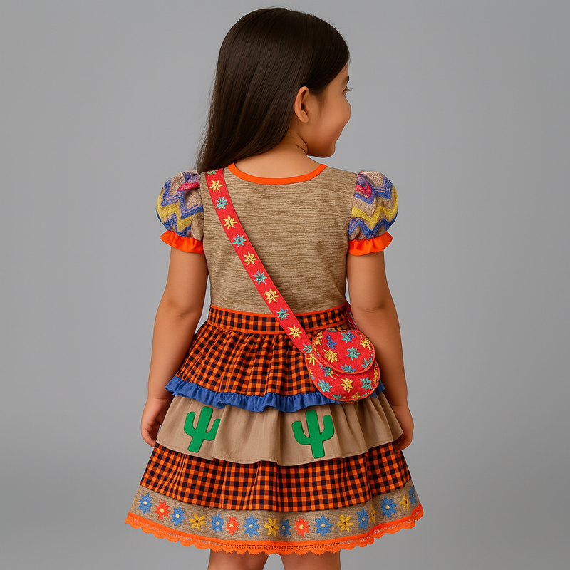 Vestido Infantil Maria Bonita – Festa Junina com Bolsinha