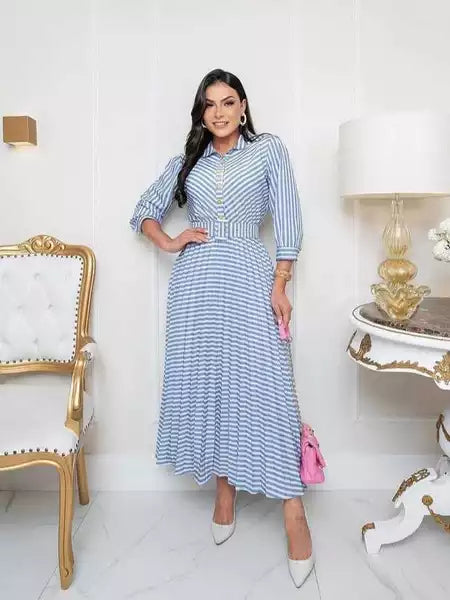 Vestido Longo Listrado