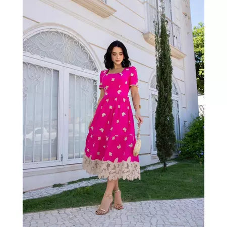 Vestido Borboleta em Lese