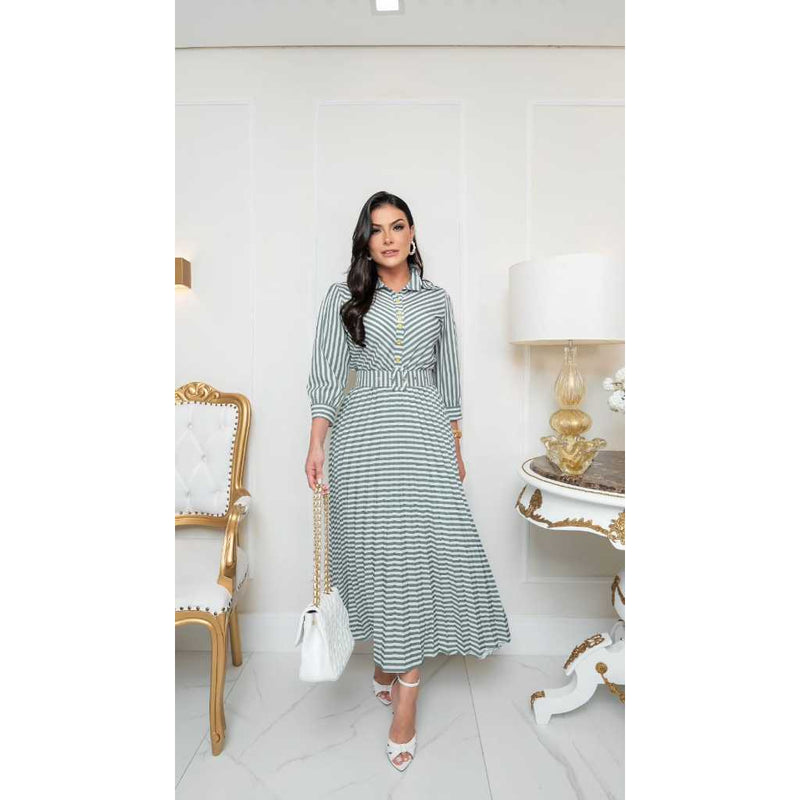 Vestido Longo Listrado