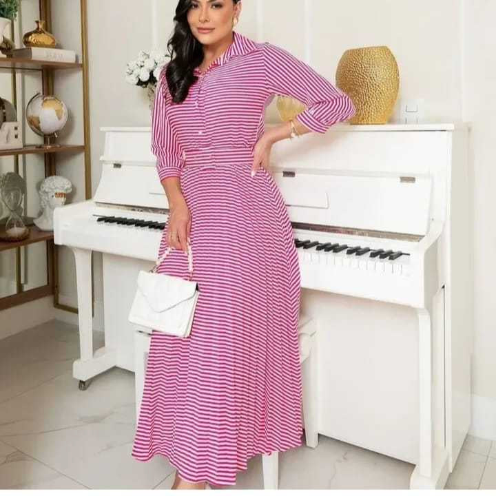 Vestido Longo Listrado